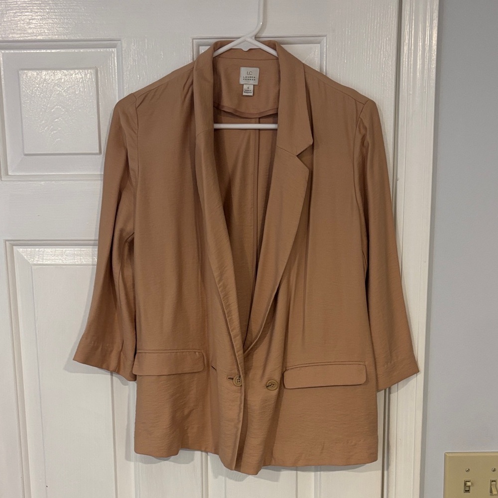 LC Lauren Conrad Camel Open-Front Blazer